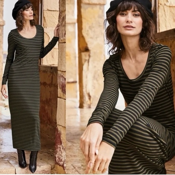 Peruvian Connection Dresses & Skirts - Peruvian Connection Andover Long Sleeve Striped Maxi Dress Size XS